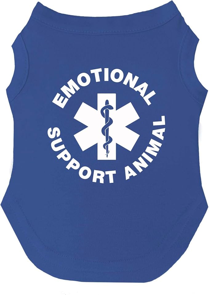 Emotional Support Animal Dog Tee Shirt Sizes for Puppies, Toys, and Large Breeds (209 Royal, X-Small)