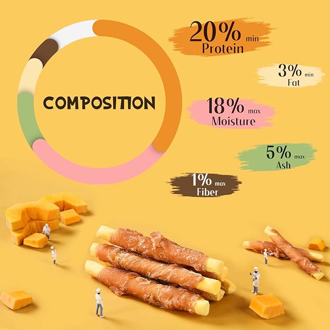 ASMPET Dog Treats Chicken Jerky Wrapped Pumpkin Biscuits Stick 10.6 oz