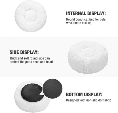 Veehoo Calming Dog Bed for Large Medium Dogs 45 lbs 30", White