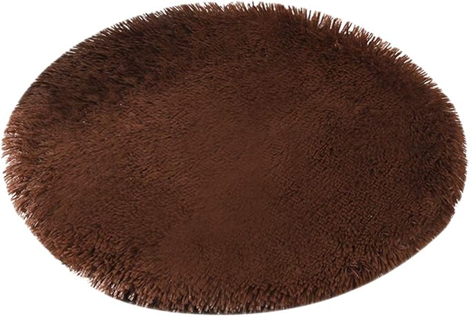 16 Inch Plush Dog Bed Mat Warm Fluffy Round Puppy Crate Pad with Anti-Slip Waterproof Bottom Soft Comfy Pet Kennel Mat for Small and Medium Dogs Sleeping(Dark Coffee)