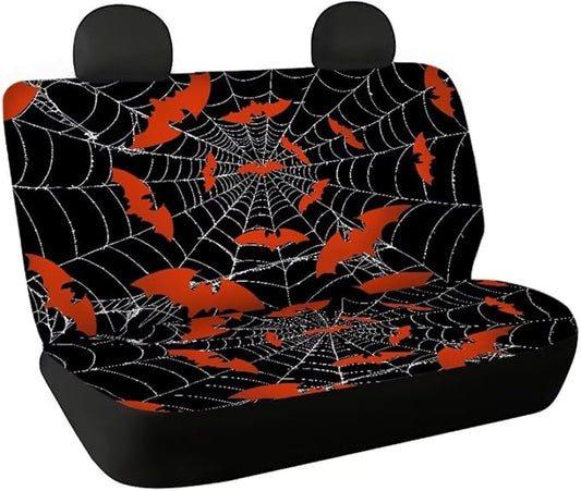 Red Bat Web Car Rear Seat Covers