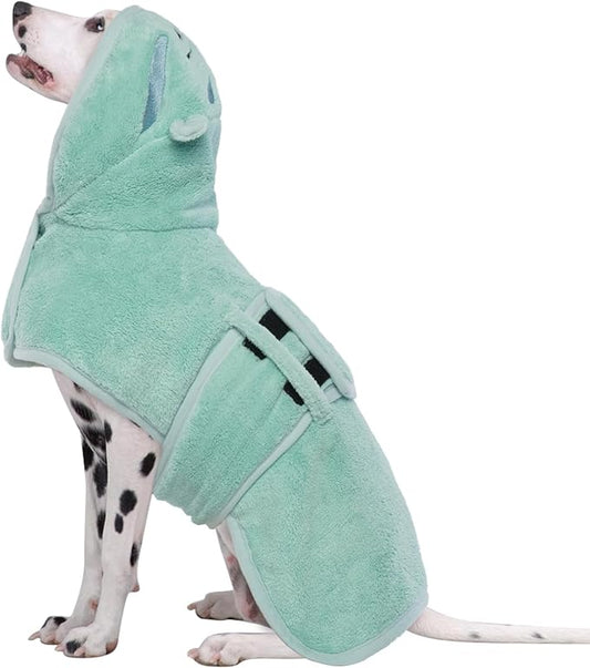 Dog Bathrobe Dog Drying Coat, Microfibre Material Fast Drying Super Absorbent Dog Bath Towel, Magic Sticker & Belly Strap, Dog Robes for After Bath Dog Bath Robe for Puppy Small Medium Large Dog Cat