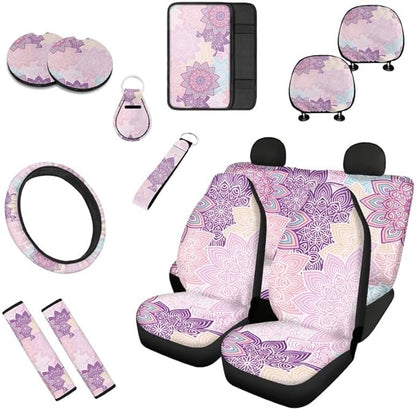 Bohemia Sketch Flower Car Seat Covers Seat Belt Strap Cover Seat Belt Strap Cover