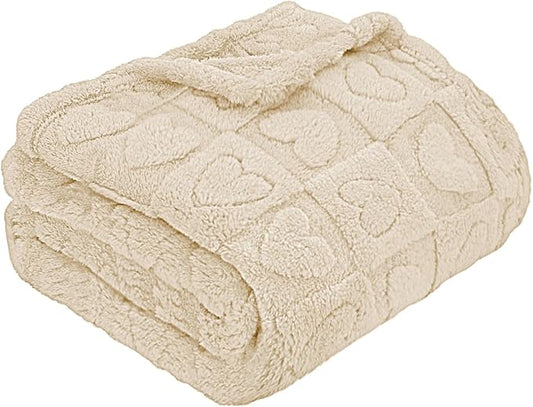 MACEVIA Fluffy Fleece Dog Blankets (29x40 Inch,Cream)
