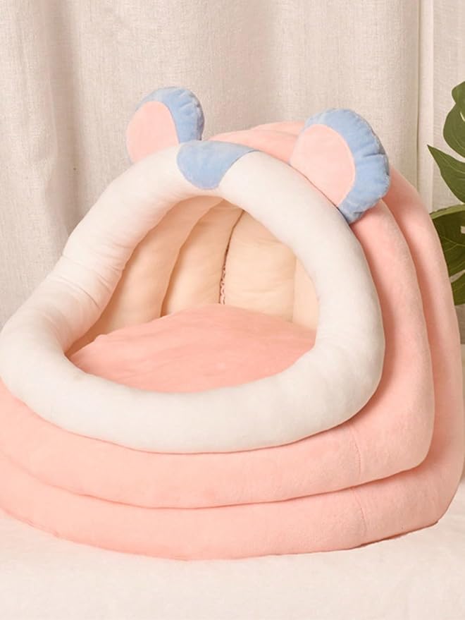 QWINEE Indoor Cat Bed Cave with Removable Cushion