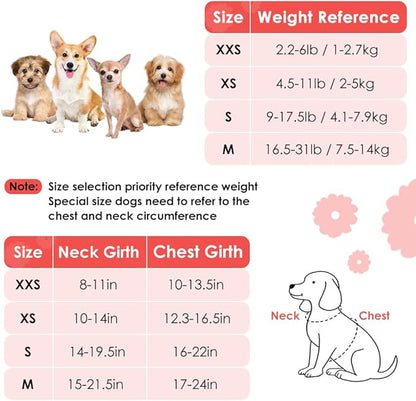 SlowTon No Pull Dog Harness with Leash - Soft Lightweight Floral Pattern Puppy Harness, Adjustable Pet Harness for Small Medium Dogs (Pink Rose XS)