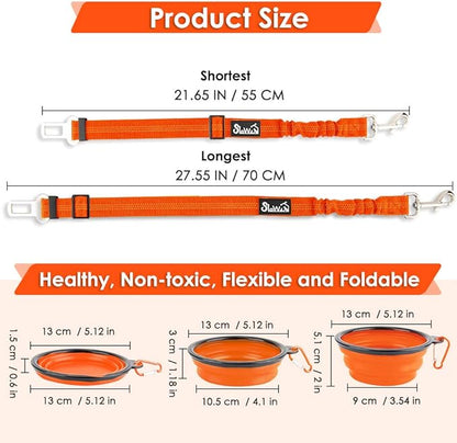 SlowTon Dog Car Seat Belt (Orange,1 Pack)