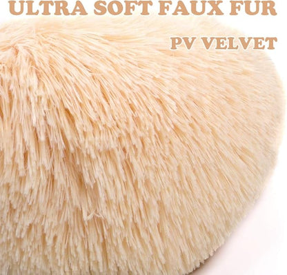 otoez Round Donut Dog Bed for Large Dogs (39.3", Oatmeal)