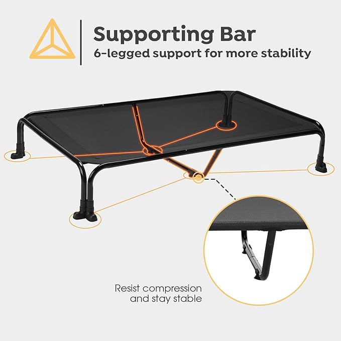 Veehoo Elevated Dog Bed 47" x 29", Black