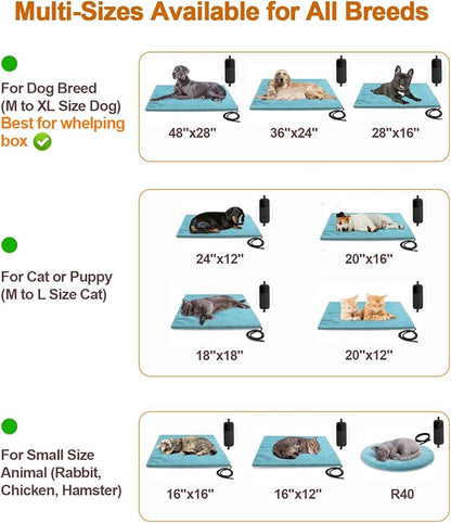 clawsable Super Large Size Pet Heating Pad Electric Heating Pad for Dogs 6 Temperature 5 Timers