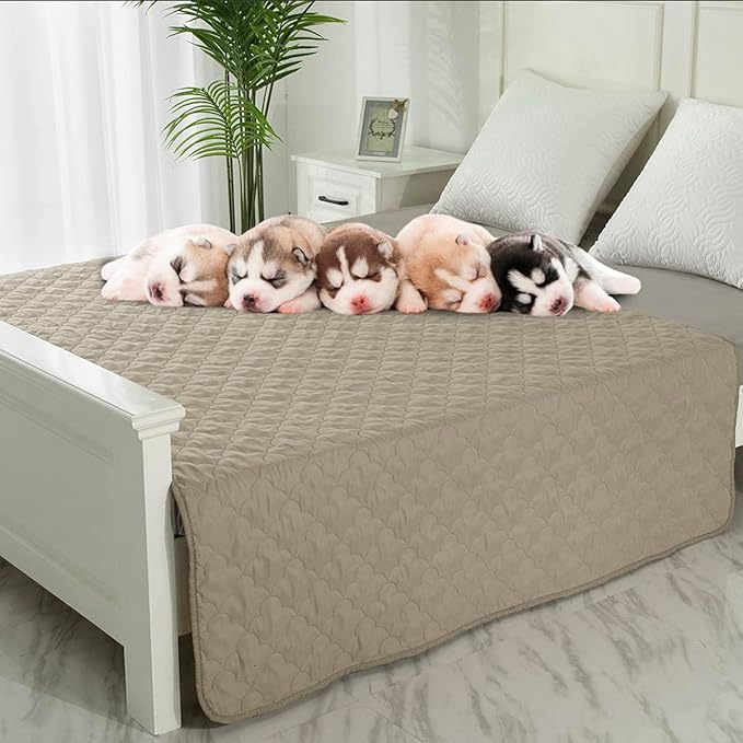 Dog Blankets for Couch Protection Waterproof Dog Bed Covers Pet Blanket Furniture Protector (Beige+Sand 82"x108")