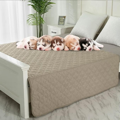 Dog Blankets for Couch Protection Waterproof Dog Bed Covers Pet Blanket Furniture Protector (Beige+Sand 82"x108")
