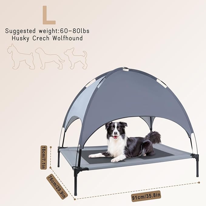 Elevated Dog Bed with Ice Pack 36'' Large