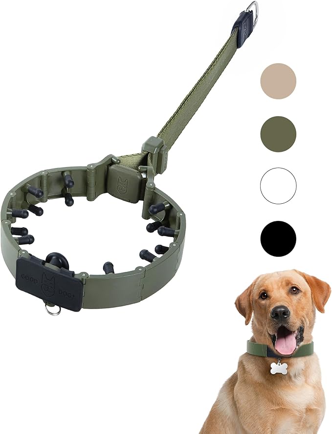 SVD.PET Dog Prong Collar for No-Pull Training, Quick-Release Buckle Adjustable Pinch Collar for Large Dogs (Army Green, Large Size)