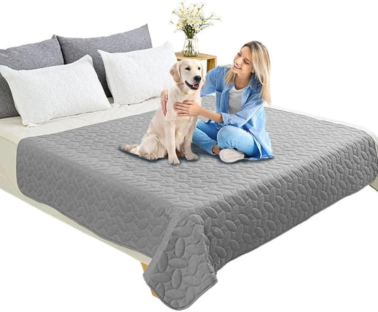 Ameritex Pet Bed Cover Dog Bed Blanket for Sofa and Furniture Waterproof New Pattern Design (68x82 Inch, Light Grey)