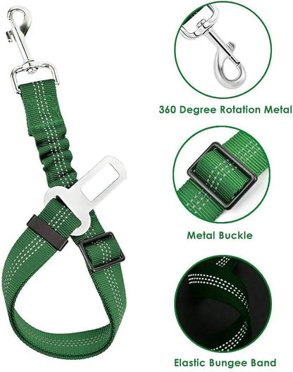 Lukovee Dog Seat Belt for Car, Adjustable Dog Car Harness for Large Medium Small Dogs, Soft Padded & Breathable Mesh Dog Seatbelt with Car Vehicle Connector Strap (Green,Small)