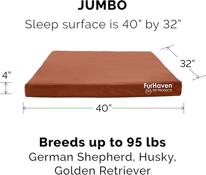 Furhaven Replacement Dog Bed Cover Water-Resistant Indoor/Outdoor Logo Print Oxford Polycanvas Mattress, Washable - Chestnut, Jumbo (X-Large)