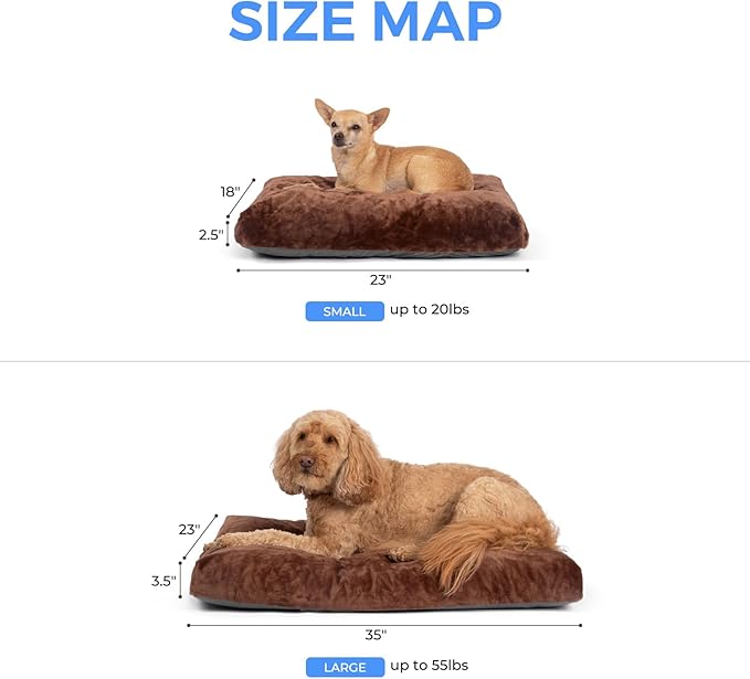 23 Inch Comfort Plush Dog Bed with Granular Foam Sponge Support - Removable Machine Washable Cover, Waterproof Lining, Non-Slip Bottom - Fits Extra Large, Large, Medium, Small Crates (Brown)