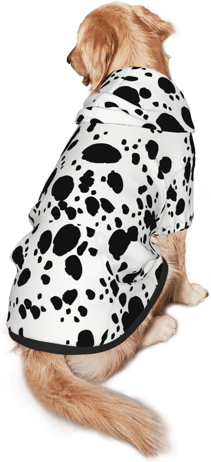 Cute Dalmatian Print Dog Hoodies，Dog Clothes with Pocket
