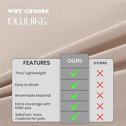 DUJUIKE Waterproof Bed Cover for Dog and Cats,Pet Hair Resistant Bed Sheet Cover, Protective Bed Liner Cover with 100% Waterproof Breathable Thin Fabric (Cal King/King 98 * 90 inch, Camel)