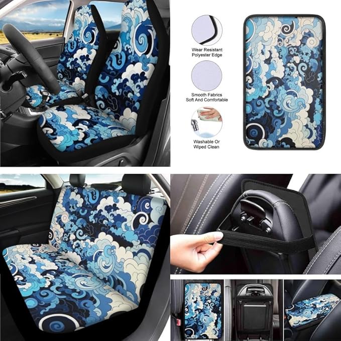 Cartoon Chinese Clouds Car Seat Covers Full Set