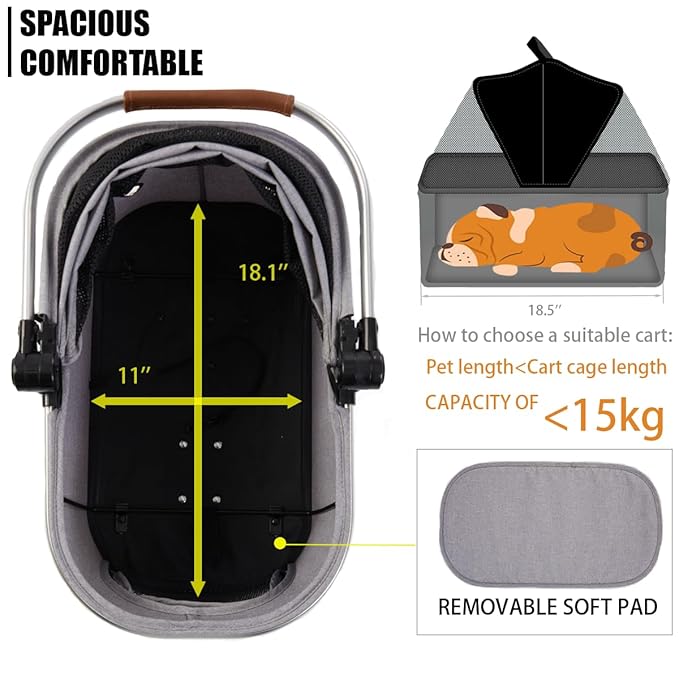 3 in 1 Pet Stroller 4 Wheel Small 33lb max