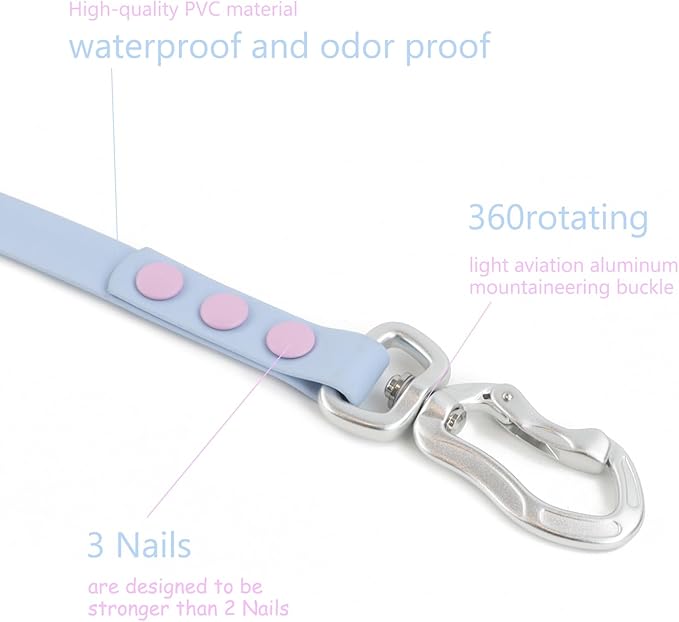 Waterproof Dog Leash Carabiner Leash for Dogs Soft 5ft*15mm*2.0mm Light