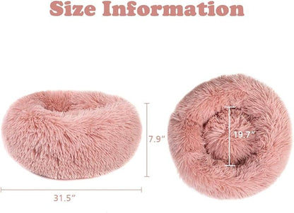 otoez Round Donut Dog Bed for Medium Dogs (31.5", Pink)