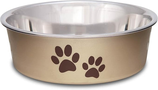 Loving Pets - Bella Bowls - Dog Food Water Bowl No Tip Stainless Steel Pet Bowl No Skid Spill Proof (Small, Champagne)