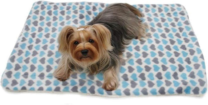 Klippo Dog/Puppy Soft Fleece & Ultra-Plush Blanket ONE Size (Blue & Grey Hearts)