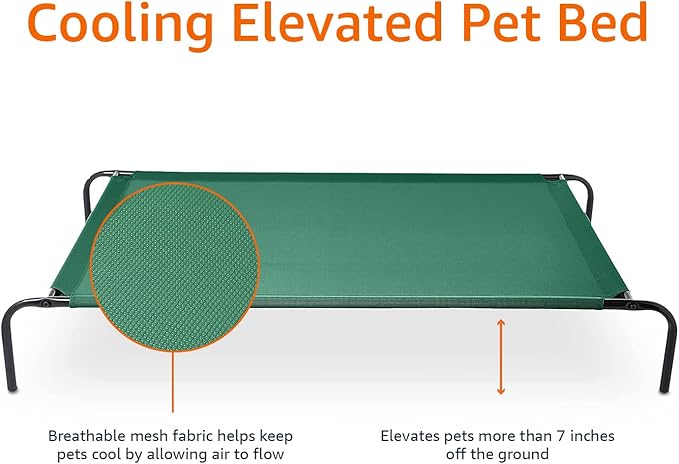 Amazon Basics Cooling Elevated Dog Bed with Metal Frame 60 x 37 x 9 Inch,