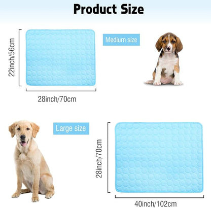 VeMee Summer Cooling Mat for Dogs Cats Ice Silk Self Dog Cooling Mat Breathable Pet Crate Pad Portable & Washable Pet Cooling Blanket for Outdoor or Home (28 X 22in