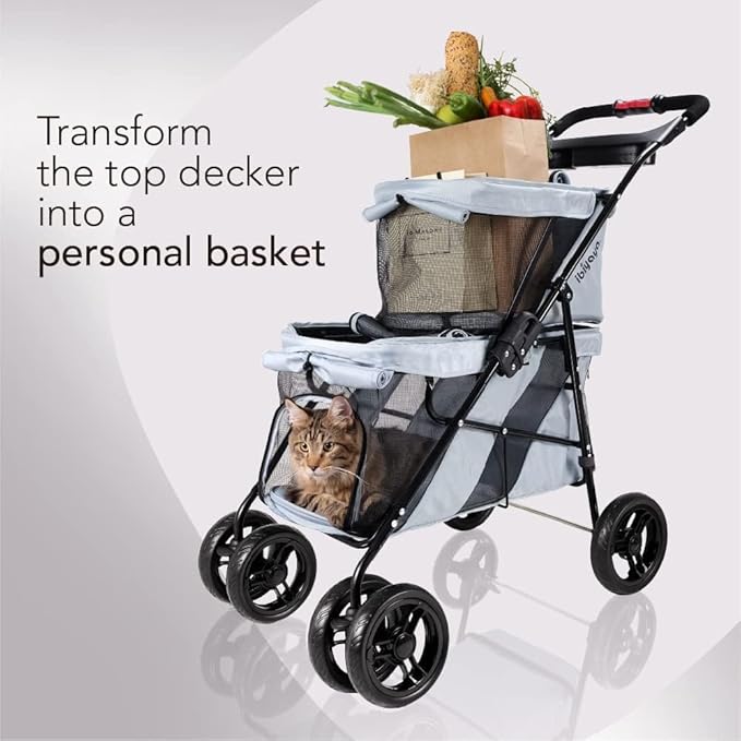 4 Wheel Double Pet Stroller for Dogs and Cats