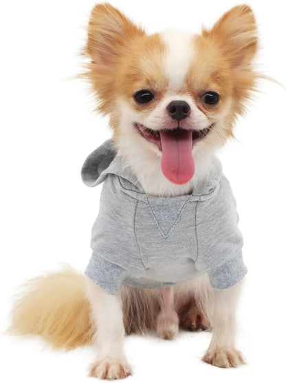 LOPHIPETS Lightweight Cotton Hoodie for Small Dogs – Hooded Sweatshirt for Chihuahuas Puppy and Toy Breeds-Grey/M