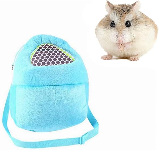 Yosoo Portable African Hedgehog Hamster Breathable Pet Dog Carrier Bags Handbags Puppy Cat Travel Backpack (S, White Mesh - Blue)