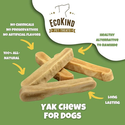 EcoKind Himalayan Yak Cheese Dog Chew | Great for Dogs, Treat for Dogs, Keeps Dogs Busy & Enjoying, Indoors & Outdoor Use (8 Small Sticks)