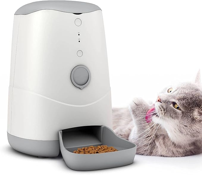 Pet Genius Smart Pet Feeder for Cats and Dogs, Automatic Cat and Dog Feeder with Camera andPortion Control, Wifi Auto Pet Food Dispenser with Phone App and Battery Back Up System