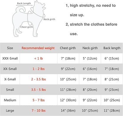 Striped Teacup Pet Dog T-Shirts 100% Cotton 3X-Small