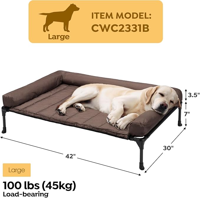 Veehoo Cooling Elevated Dog Bed + Waterproof Removable Pillow-Top Mat CWC2331B