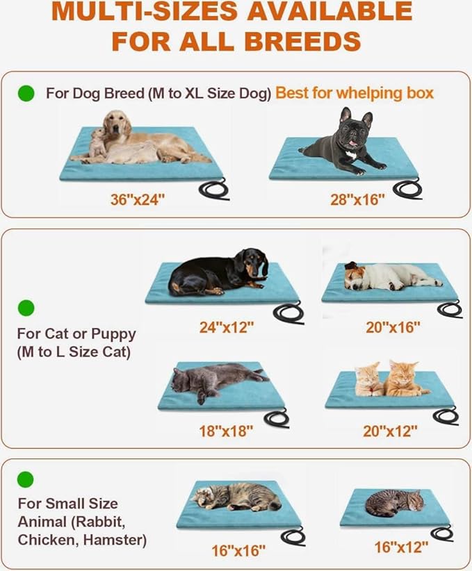 clawsable Outdoor Pet Heating Pad for Dog & Cat (XL-24"x36")