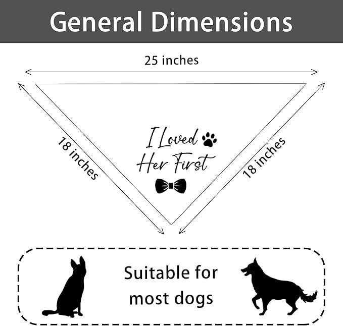 I Loved Her First Wedding Dog Bandana Bridal Party Wedding Engagement Photo Prop Pet Scarf Accessories White Wedding Bandana for Dog Lovers Owner Gift