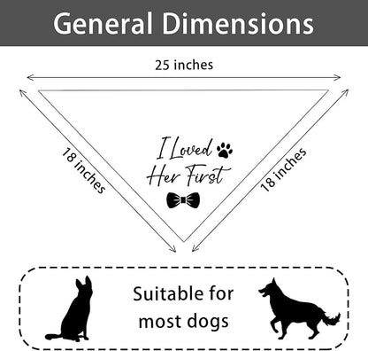 I Loved Her First Wedding Dog Bandana Bridal Party Wedding Engagement Photo Prop Pet Scarf Accessories White Wedding Bandana for Dog Lovers Owner Gift