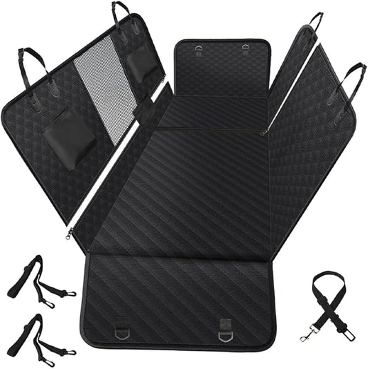 Vailge 6 in 1 Dog Car Seat Cover for Back Seat 60/40 Split 100% Waterproof