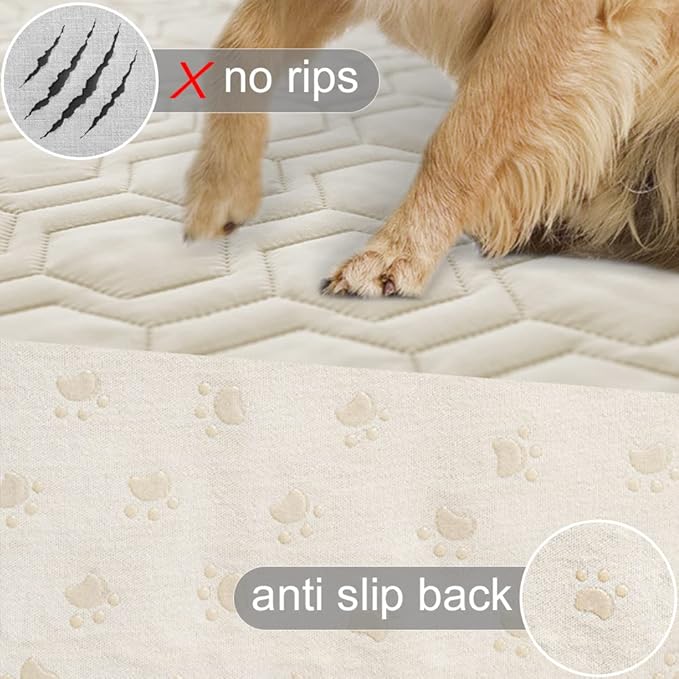 Waterproof and Anti-Slip Dog Bed Cover and Pet Blanket Sofa Pet Bed Mat ，car Incontinence Mattress Protectors Furniture Couch Cover for Most Cats Dogs Pets（68x82- Ivory）