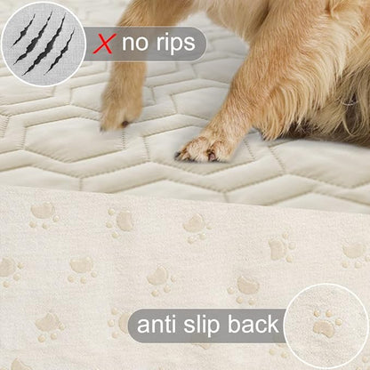 Waterproof and Anti-Slip Dog Bed Cover and Pet Blanket Sofa Pet Bed Mat ，car Incontinence Mattress Protectors Furniture Couch Cover for Most Cats Dogs Pets（68x82- Ivory）
