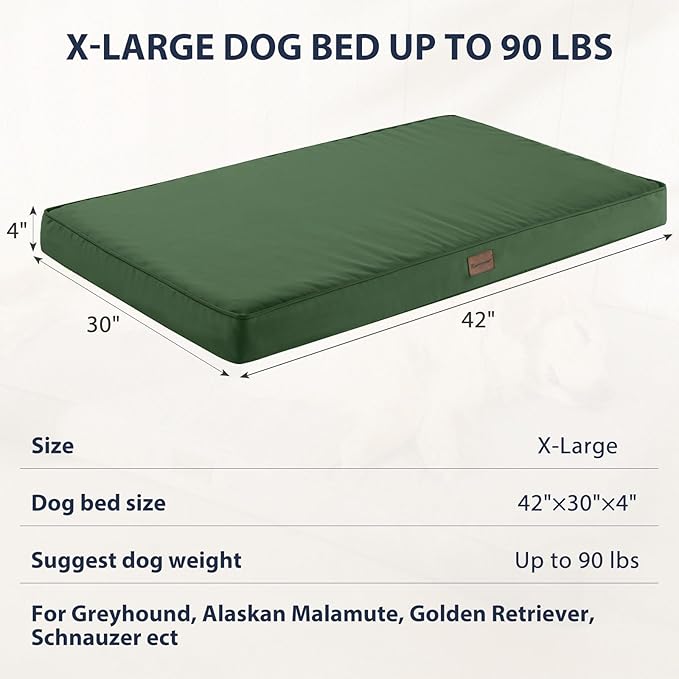 BFPETHOME Outdoor Dog Beds for Large Dogs (42 x 30in, Green)