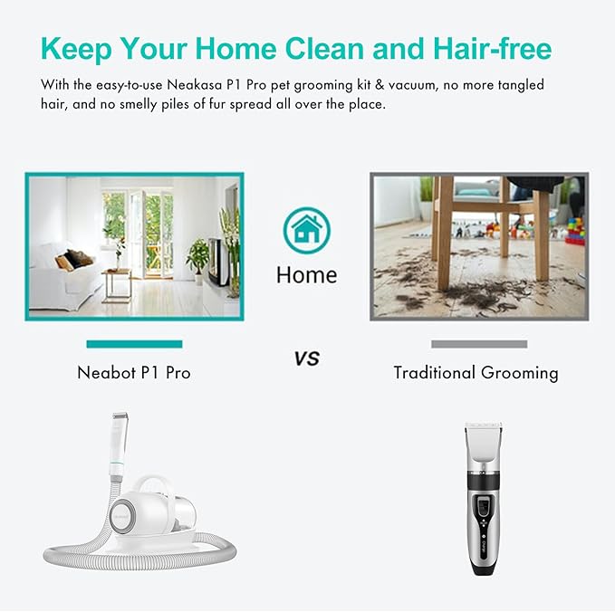 neabot Neakasa P1 Pro Pet Grooming Kit & Vacuum Suction 99% Pet Hair 5 Proven