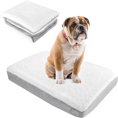 Dog Bed Covers Replacement Washable (Cover Only), Waterproof Warm Dog Mattress Cover Plush Dog Bed Cover-Easy to Remove, Plush Dog Pillow Cover, Soft and Comfortable Puppy Pet Bed Cover