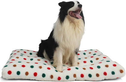 36 Dog Crate Pad Washable, Anti-Slip, Short Plush Fits 36x22 Dog Bed White with Colorful Dots Medium Dog Crate Beds