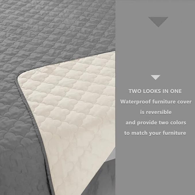 Dog Blankets for Couch Protection Waterproof Dog Bed Covers Pet Blanket Furniture Protector (Grey+Ivory 82"x96")